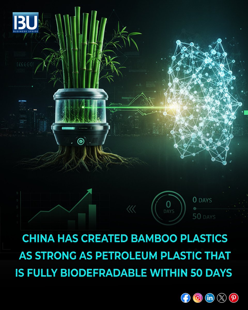 BusinessUpside1's tweet image. CHINA HAS DROPPED A GAME-CHANGER! 🌱
Imagine a world where plastic doesn’t pollute oceans for decades… but disappears naturally in just 50 days.
That world might be closer than we think.

#Innovation #BambooPlastic #SustainableTech #FutureOfPlastics #EcoFriendly #Biodegradable