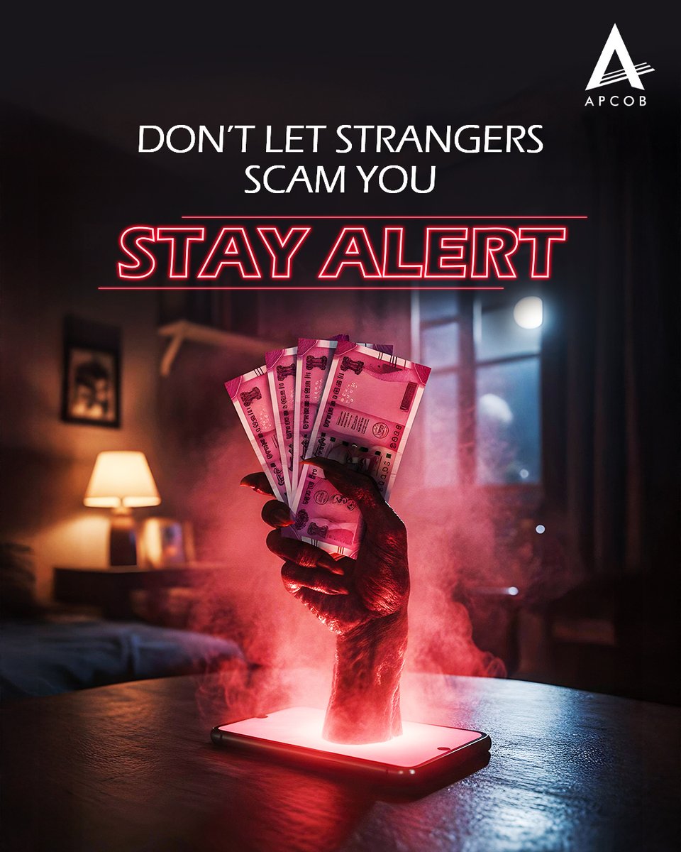 APCOB3's tweet photo. Not every message on your phone has good intentions. Think twice before sharing personal or banking information online.

@MinOfCooperatn 

#APCOB #AndhraPradesh #DigitalSafety #ScamAwareness #StrangerThings5 #StrangerThings https://t.co/kDv9tSpJPq