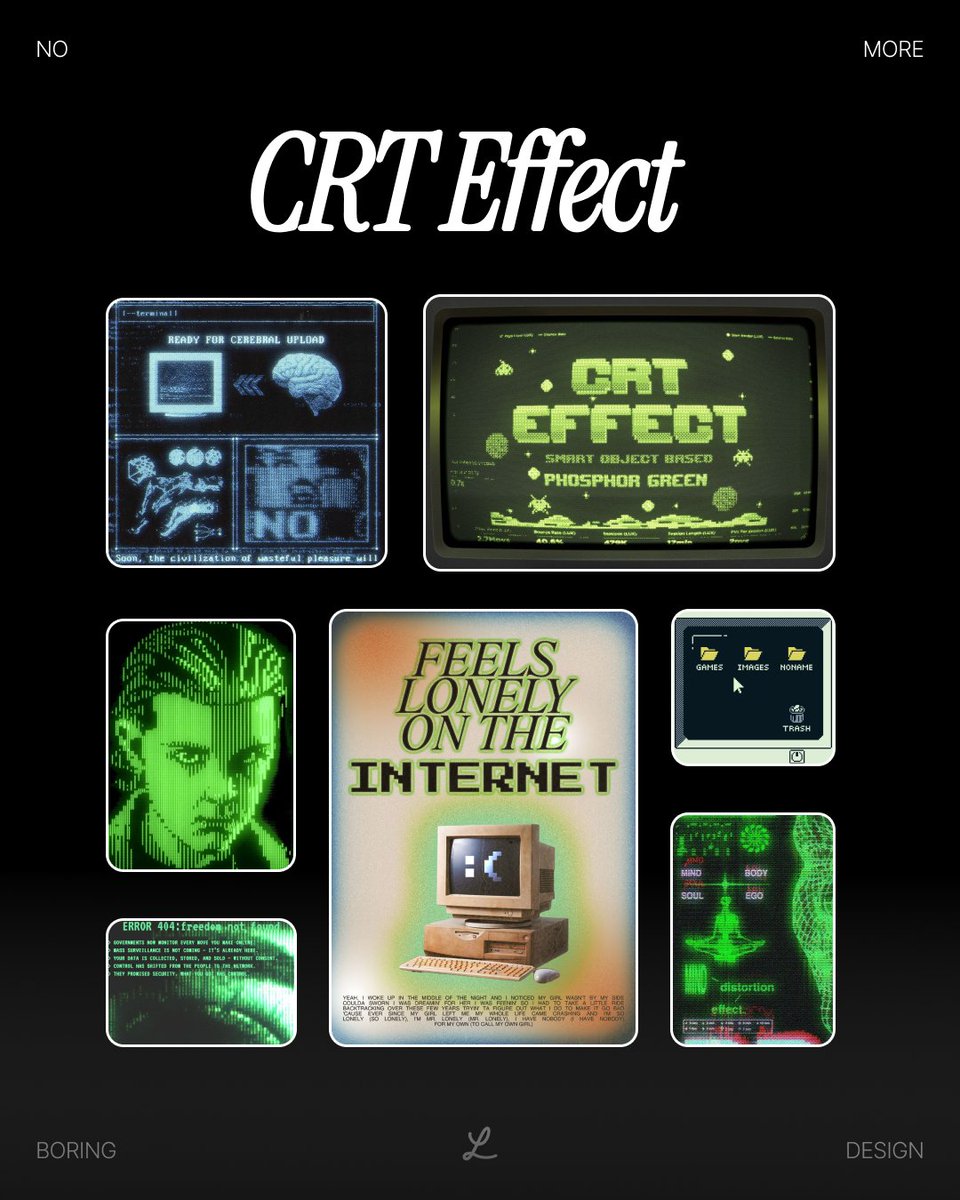 lummipics's tweet image. What’s trending in graphic design? ✮ 

These 5 styles are everywhere:

✦ Y2K Alt Zine
✦ CRT Effect
✦ Catalogue Core
✦ Frutiger Aero

⤷ Save this for later and use it as inspo when you need a creative spark.