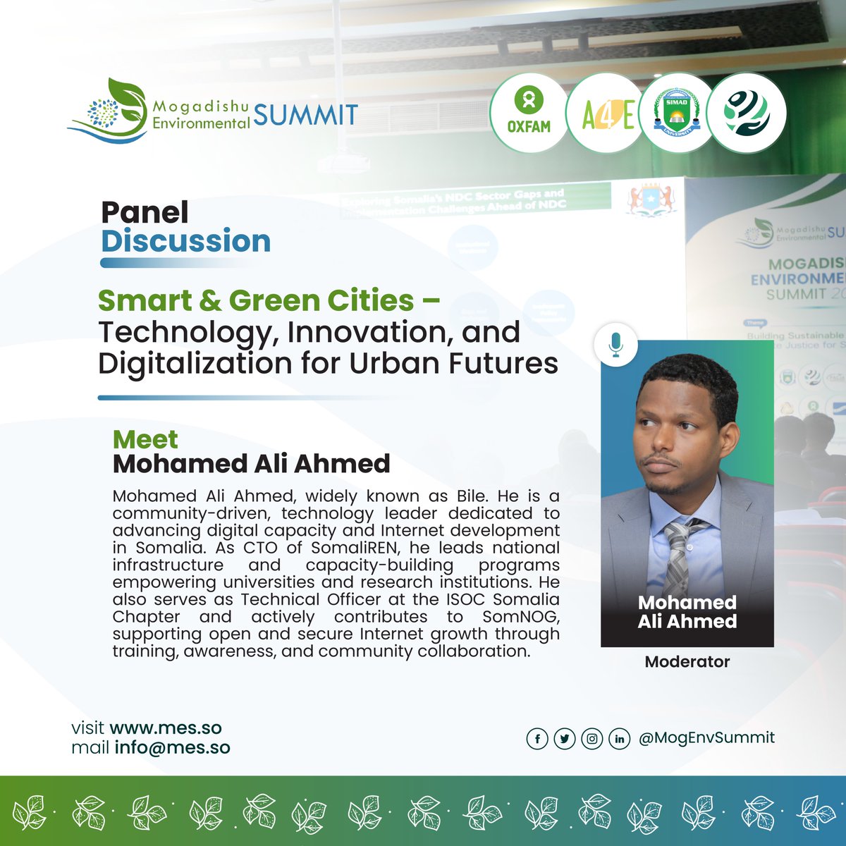 MogEnvSummit's tweet image. Meet @MaxammedBile CTO of @SomaliREN. Bile is leading the charge in enhancing Somalia’s digital capacity, expanding internet access, empowering universities and research institutions. He will be moderating our @MogEnvSummit panel.

#MES2025 
#DigitalDevelopment 
#SomaliREN
