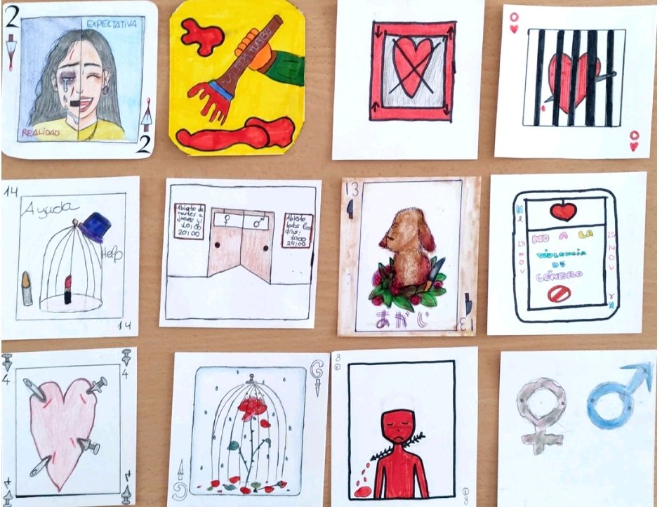 25 N y Poesía Visual. El alumnado de Proyecto Integrado de Comprensión y expresión oral y escrita de 1° de ESO A, B y C ha elaborado una baraja de poemas visuales contra la violencia de género.
