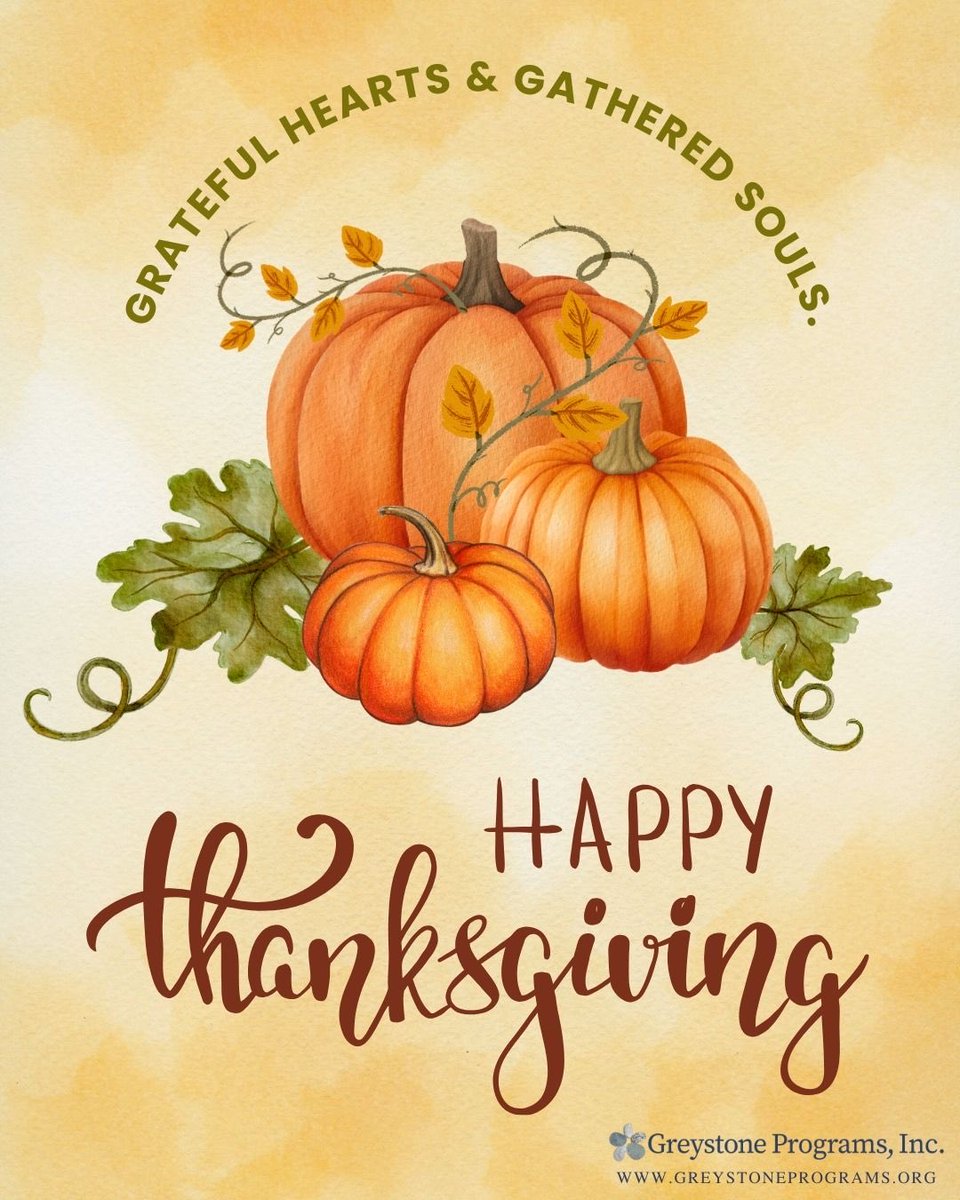GreystonePrgrms's tweet image. From all of us at Greystone Programs, Happy Thanksgiving!

We are thankful for our dedicated team, the people we support, and the community that continues to uplift our mission.

#greystoneprograms #Thanksgiving2025