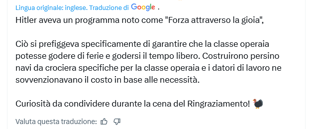c'è anche un fatto storico da raccontare:
quando alcuni operai tedeschi che erano in crociera, dovevano attraccare in Inghilterra per visita, il governo inglese ne proibi l'attracco, perchè temeva che gli operai tedeschi raccontassero agli inglesi la loro condizione privilegiata.