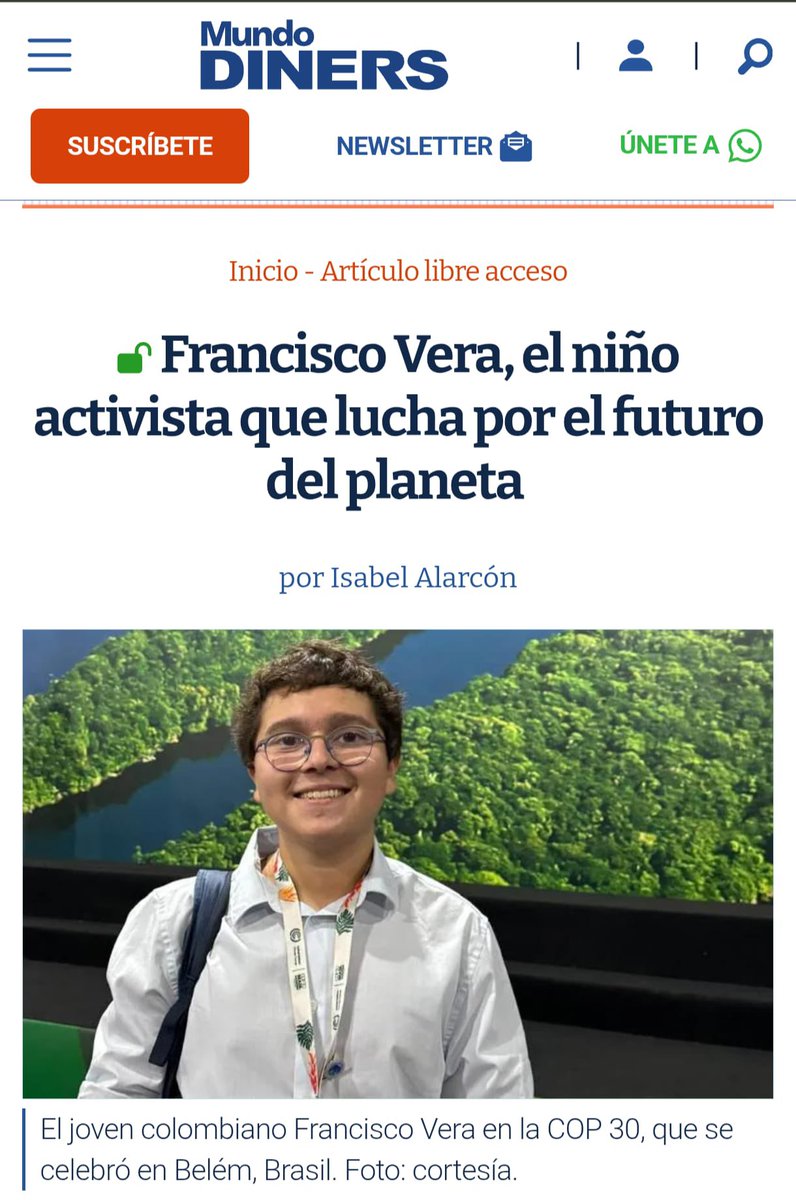 Gracias a <a href="/mundodiners/">Revista Mundo Diners</a> y a <a href="/isabelalarconp/">Isabel Alarcon</a> por esta nota sobre mis pensamientos sobre la #Cop30 🇧🇷

revistamundodiners.com/reportaje/medi…
