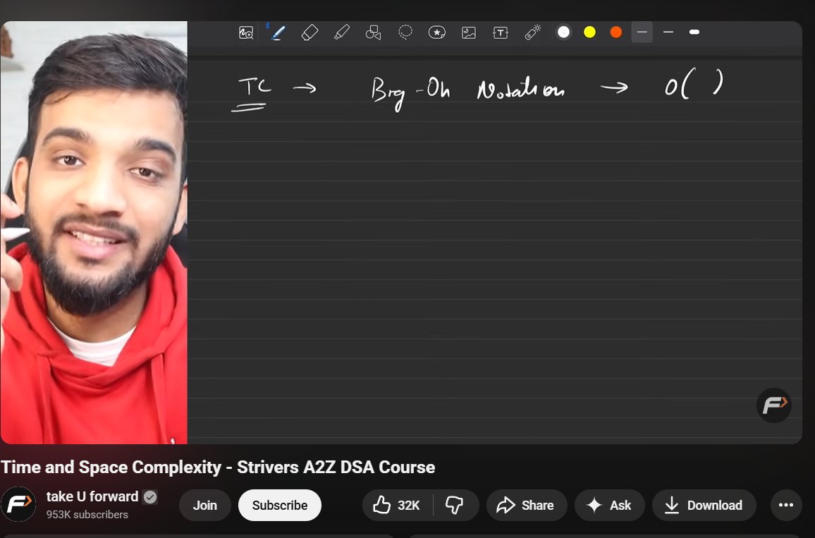 adhiraj_xyz's tweet image. - started @striver_79 &apos;s DSA course on youtube.

// Thoughts :
- Started with the video on time and space complexity.

- Got hooked from the very first video, love the vibe and the way he explains things.

- Will keep y’all updated as I progress