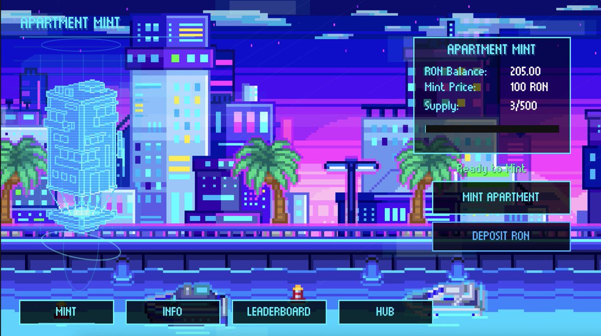 🚨 Lobby and Apartment Pre-Sale Are LIVE 🚨

Citizens, thank you for your patience. The game lobby and Apartment Pre-Sale are now officially open. A short delay happened due to last minute game server fixes, but everything is ready.

🏙️ Mint Price: 100 $RON
📦 Supply: 500
🎮 Mint