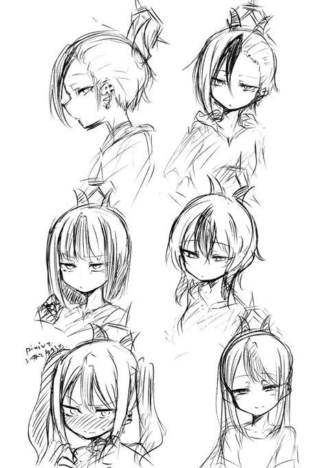 ウルフヘアのカヨコをちょくちょく見かけるので便乗して少し前に描いてた色々髪型カヨコ再掲