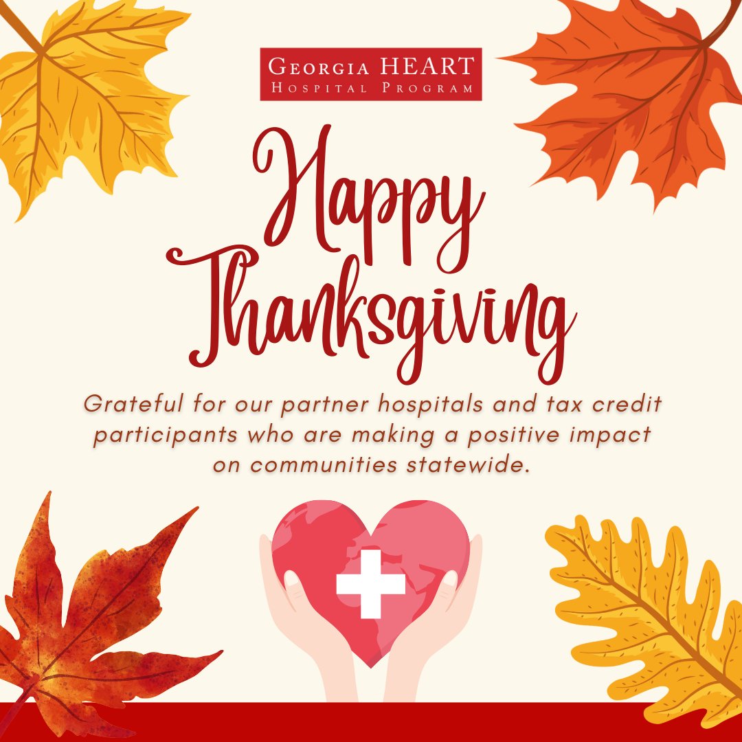 With grateful hearts, we celebrate the donors and hospitals who help strengthen rural healthcare across Georgia.
Happy Thanksgiving! 🍁❤️
#GeorgiaHEART #HealthcareMatters #Thankful