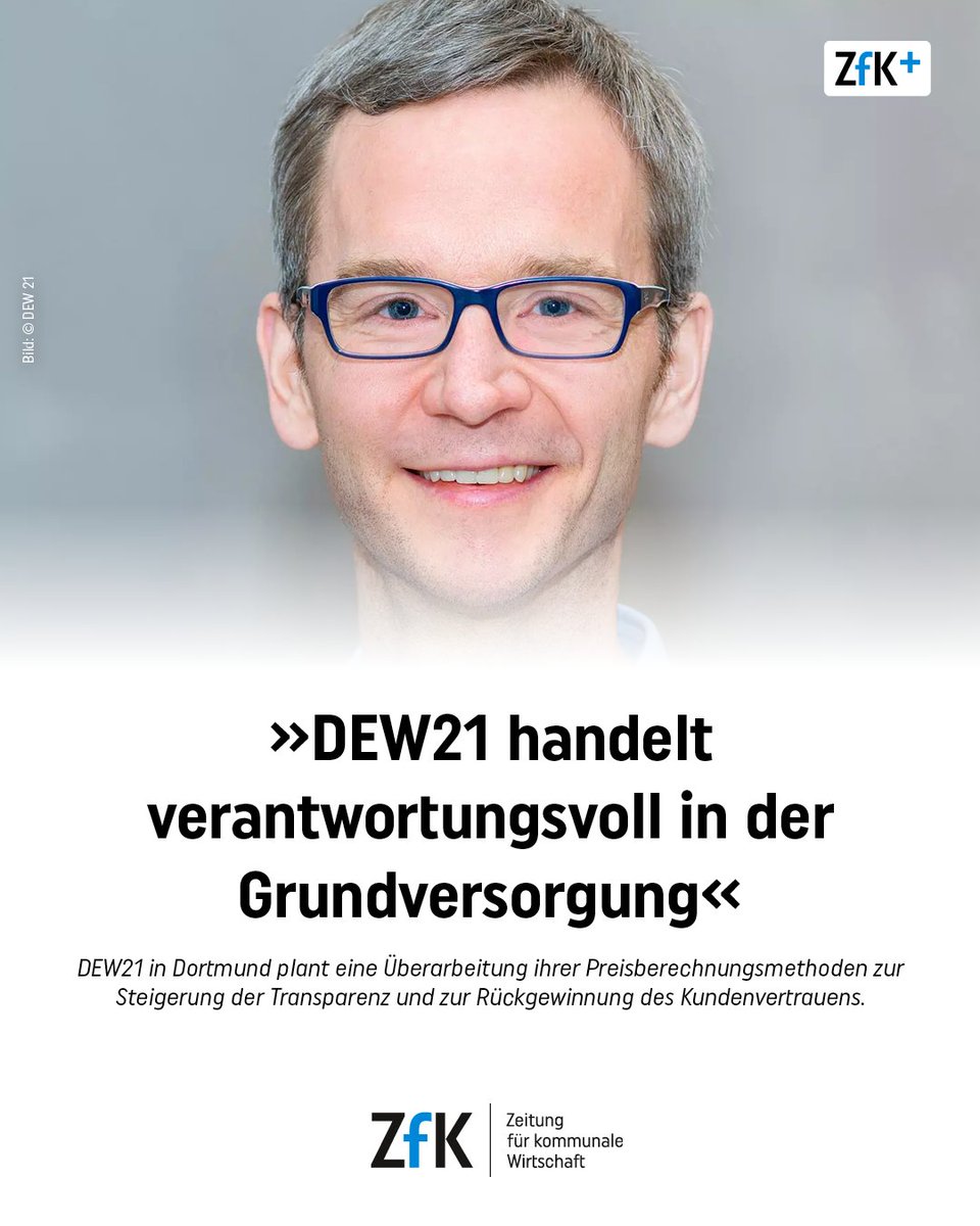 ZfK_de's tweet image. Während und nach der Energiekrise gerieten Grundversorgungs-Preise deutschlandweit aus dem Ruder. DEW21 in Dortmund will die Berechnung anpassen – Vertriebsleiter Püschel will damit „Dortmund zurückholen“.

#Energiekrise #DEW21 #Transparenz #Marktanteile #Preissetzung