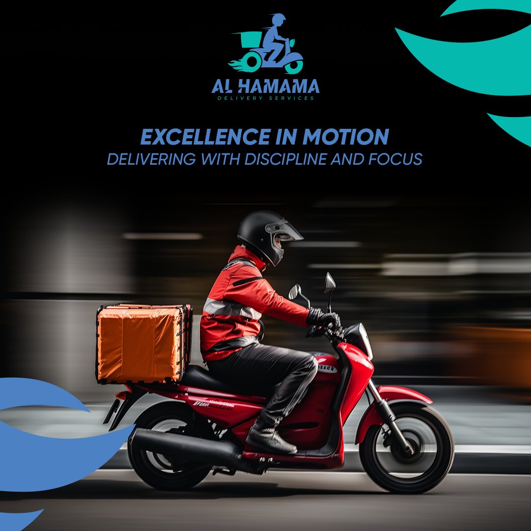 Our riders represent excellence through every delivery. Al Hamama is committed to making your logistics seamless and dependable.
🌐 al-hamamadelivery.com | 📞 +971 50 655 4987