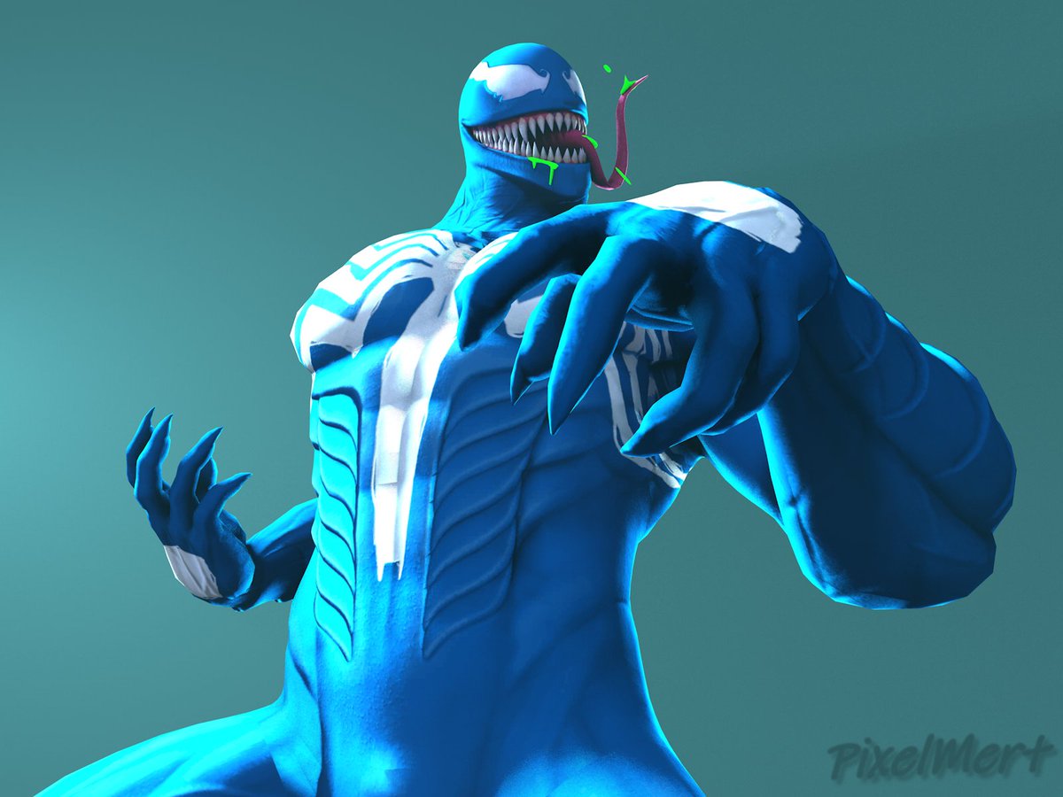 PixelMert's tweet image. &quot;And righteous triumphs once again...&quot;

I LOVE BLUE / CYAN VENOM!!!!!

#venom #mvc #marvelvscapcom #fanart #Symbiote