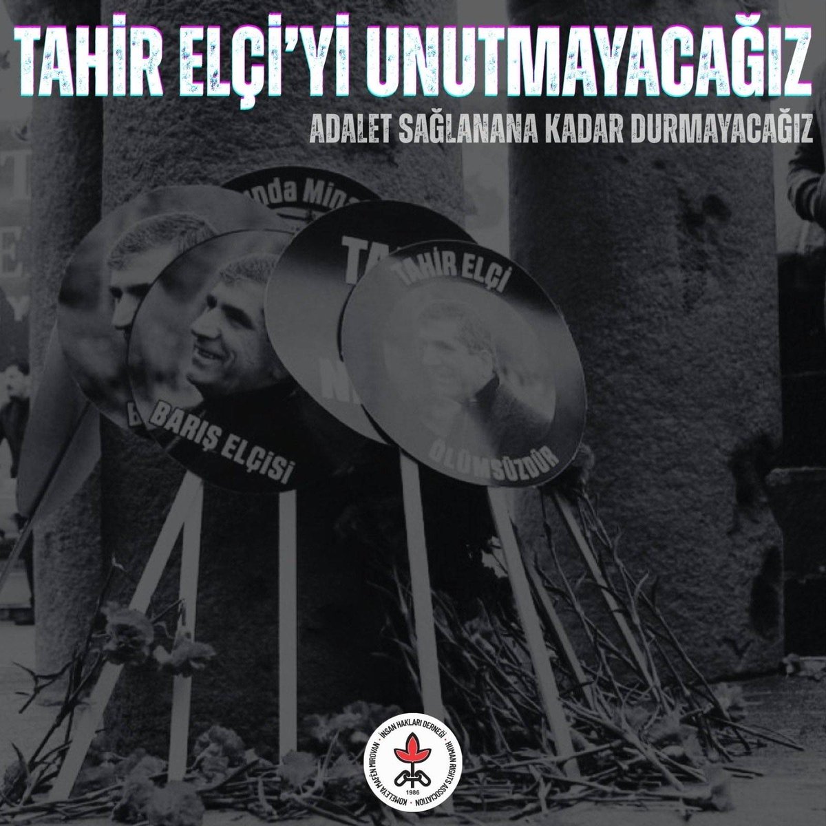 Derneğimizin üyesi ve yöneticisi, değerli dostumuz, mücadele arkadaşımız Tahir Elçi, 10 yıl önce, Diyarbakır’ın Sur ilçesinde, Dört Ayaklı Minare’nin altında çatışmaların yarattığı yıkımı görünür kılmak isterken katledildi.

İHD ve #TahirElçi’nin mücadele arkadaşları olarak,
