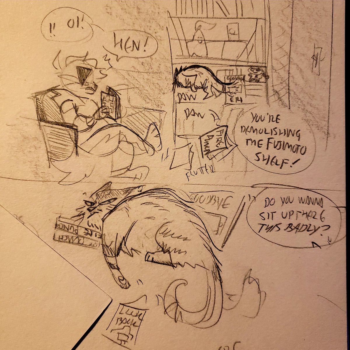 gingersn4pp's tweet image. Scene from yesterday while I read half of Dorohedoro in one sitting. Hen wanted to read too...?