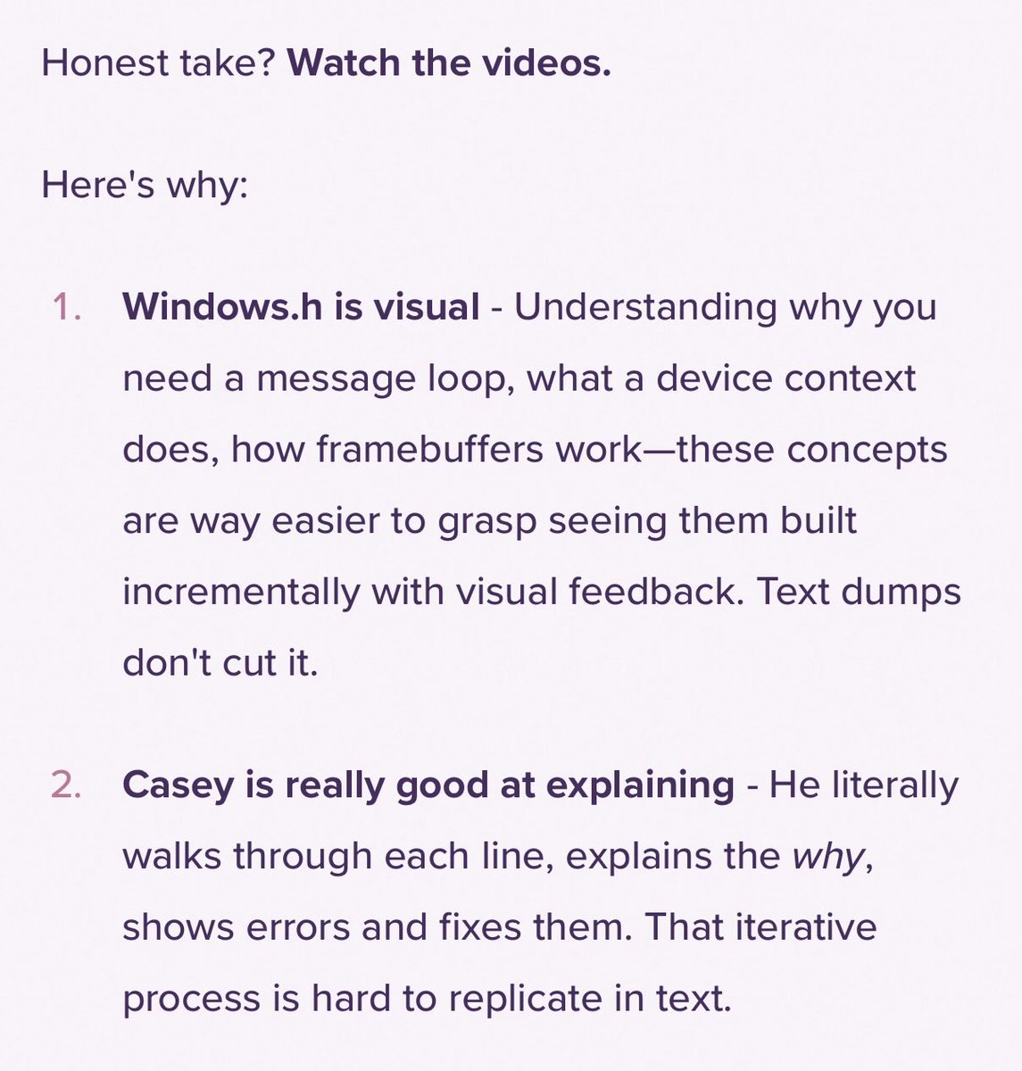 Talking to Claude about if handmade hero or Claude would be a better teacher. Claude loves <a href="/cmuratori/">Casey Muratori</a> lol. Guess I know what next week will consist of