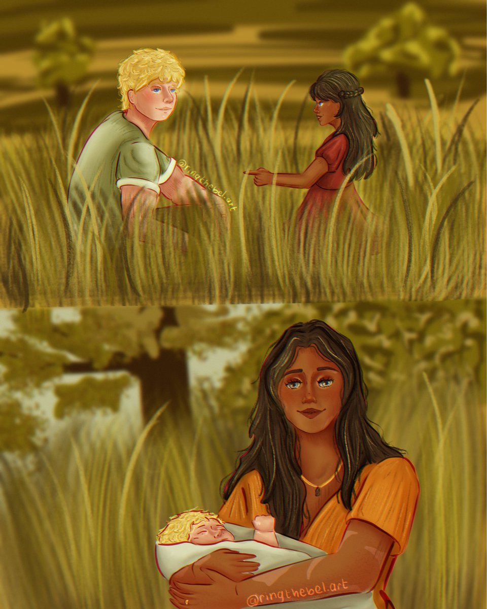 toastbabie29's tweet image. “—The bright yellow that means rebirth instead of destruction. The promise that life can go on, no matter how bad our losses. That it can be good again (…) they play in the meadow, the dancing girl with the dark hair and blue eyes. The boy with blond curls and gray eyes.”