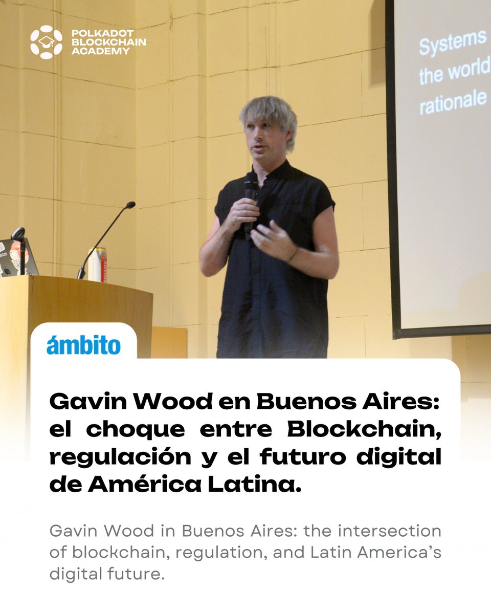 AcademyPolkadot's tweet image. Argentina just wrapped an insightful week of PBA talks with Dr. Gavin Wood 🇦🇷✨
We appreciate @Ambitocom for highlighting the sessions we hosted at UTN and UBA for a deeper understanding of #blockchain and governance.

🤝This article highlights how we began the week by signing a…