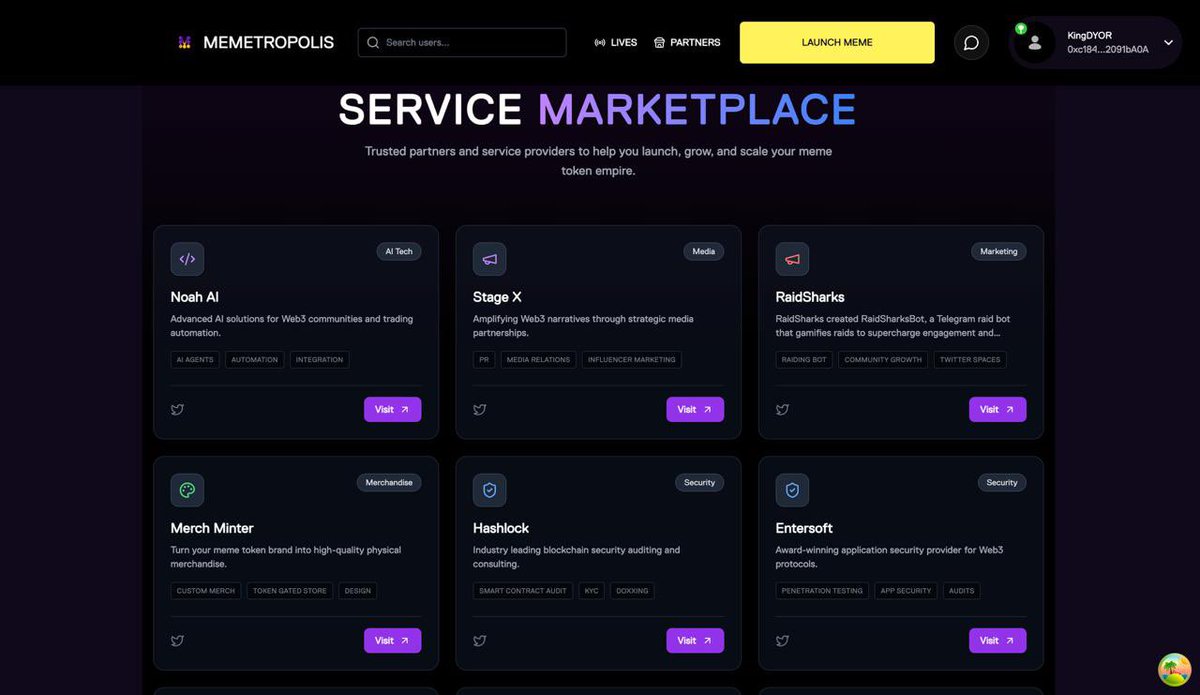 memetropolis_ai's tweet image. Welcome to the SERVICE MARKETPLACE.
We teamed up with top-tier Web3 companies so you don’t have to dig through the chaos.
Get the right people to grow your project fast.