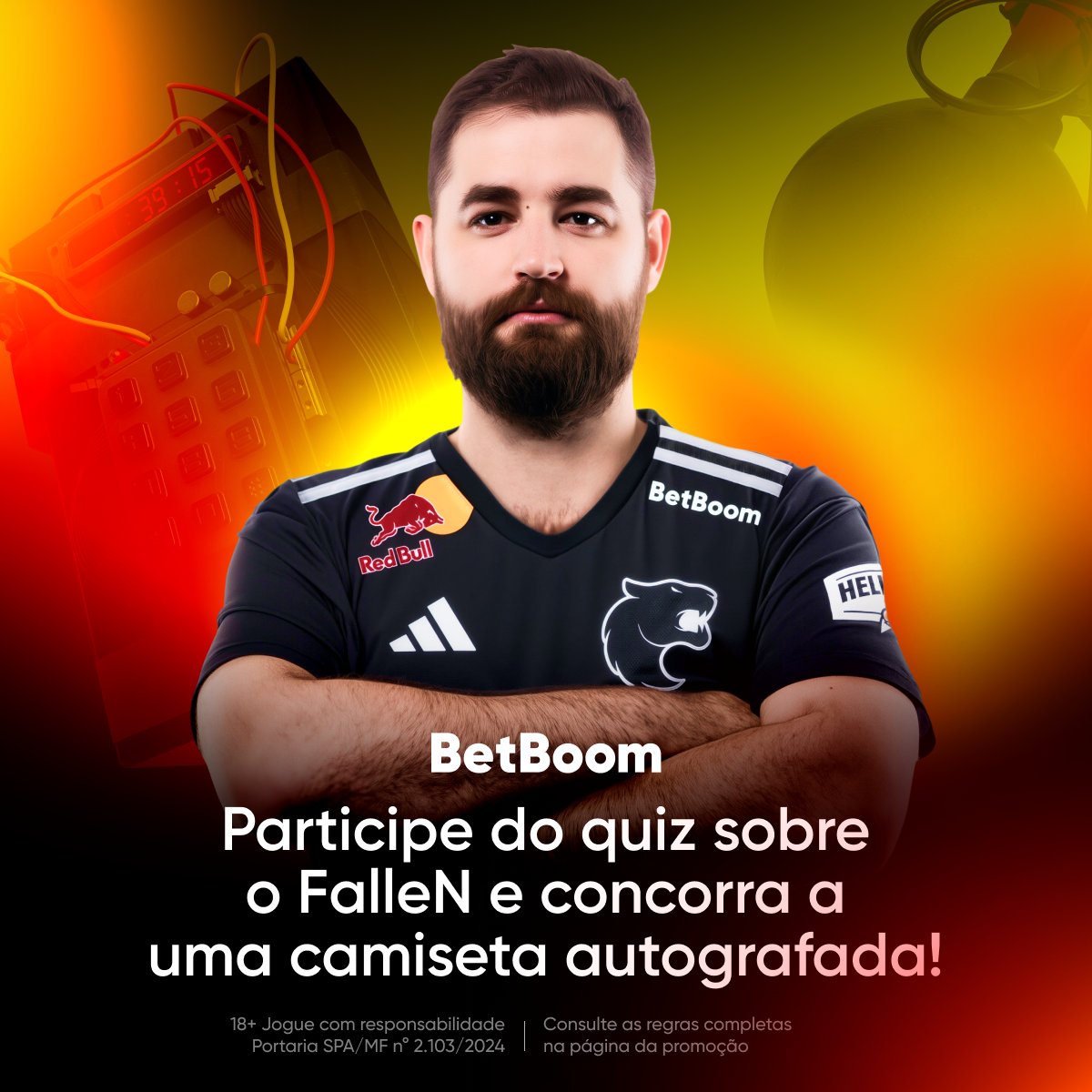 BetBoomBrasil's tweet image. Acha que sabe tudo sobre o professor? Participe do quiz no nosso site e concorra a uma camiseta autografada pelo @FalleNCS 

Leia as regras, participe e boa sorte.

🔗👇