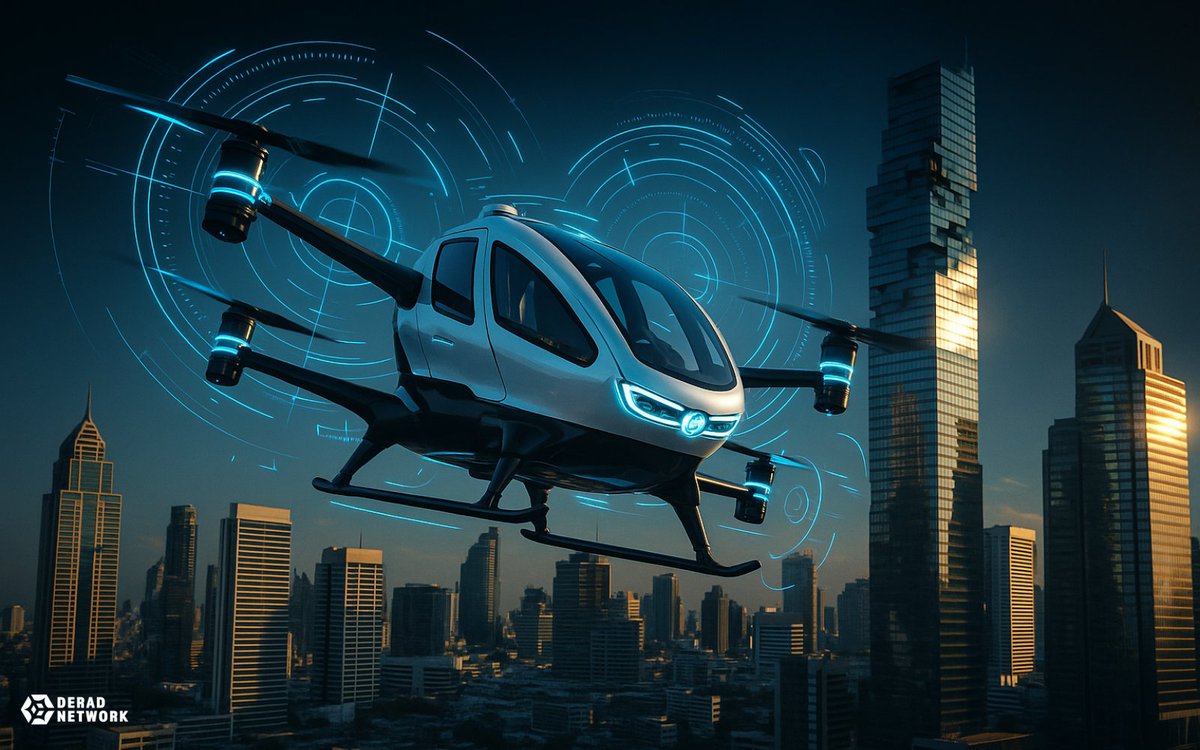 deradnet's tweet image. EHang has completed the first fully autonomous urban eVTOL passenger flight, becoming the first company to fly a regulator aboard a pilotless air taxi.

On November 25, 2025, at Siam Commercial Bank’s headquarters in central Bangkok, the EH216-S conducted multiple takeoffs,…