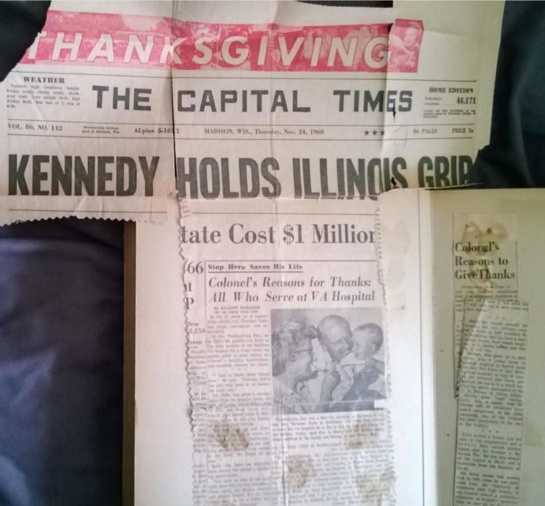 This is a day for Gratitude. I am grateful for available medical advancements that provide us as humankind opportunities to live healthier longer. *Below front page 1959 Madison WS article featured my Father as an individual sharing the importance of giving thanks. 📷