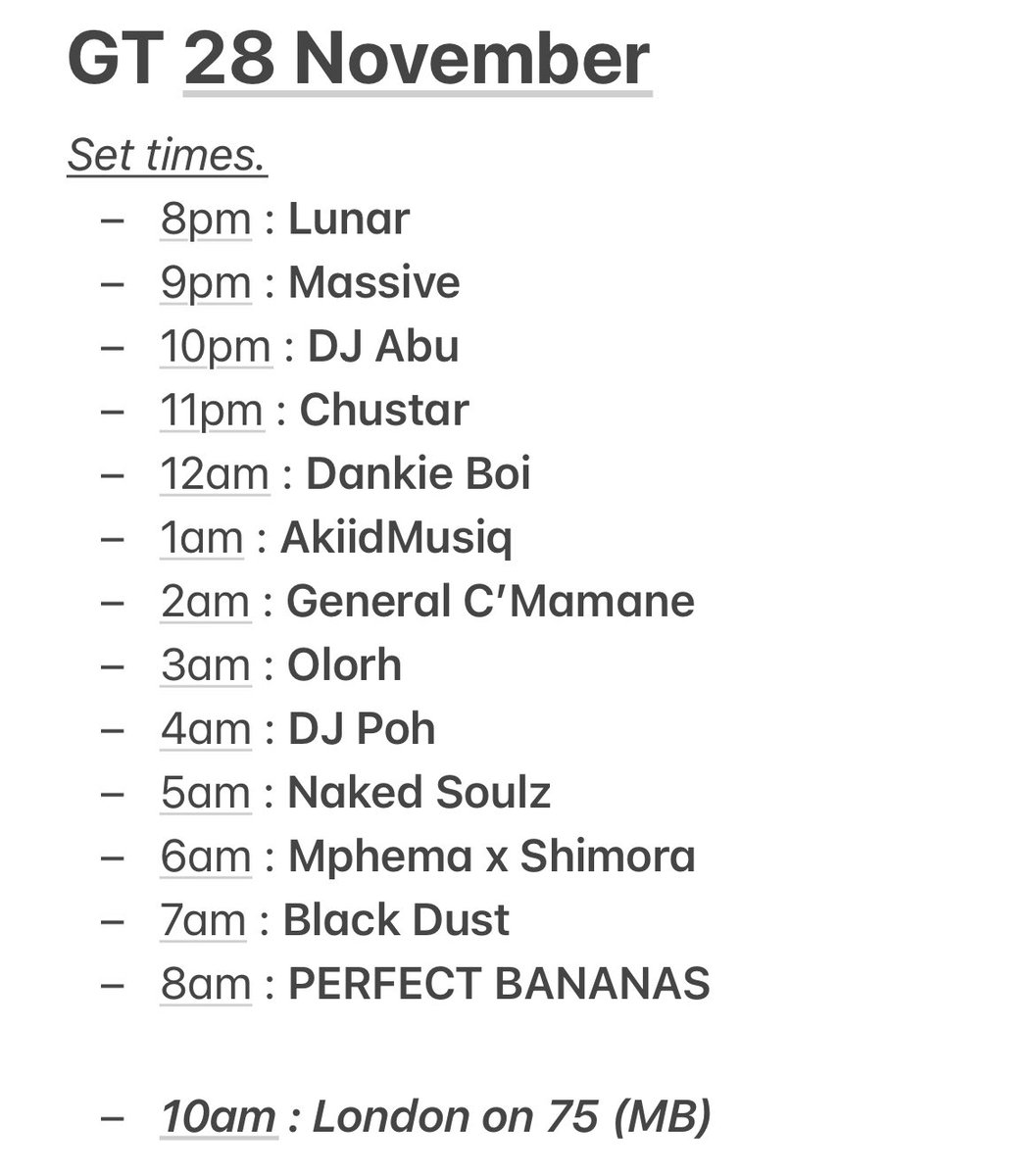 In 24 hours time we take off!! 🔥😬✈️
Rest up. 😉

Keymusic.howler.co.za 🎫