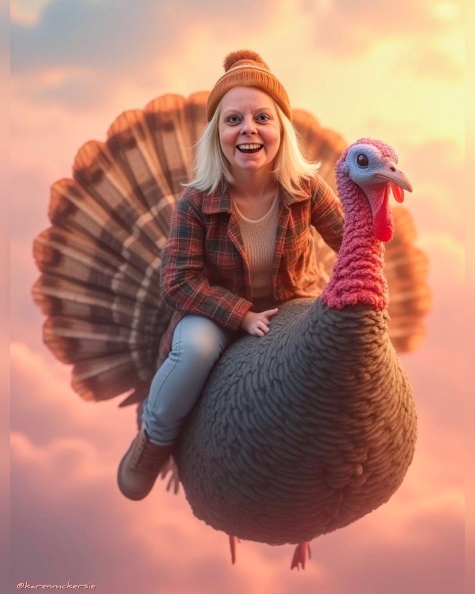 karenmckersie's tweet image. 👩‍🦳🦃🎉 Happy Turkey Day Folks! To all those celebrating Thanksgiving today. (Us in Canada celebrated Oct 13th)👩‍🦳🦃🎉 #ThanksgivingDay #GiveThanks #Thanksgiving2025 #TurkeyDay #AiArt