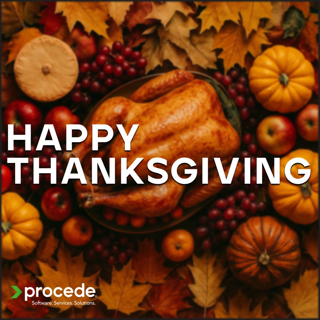 Happy Thanksgiving from all of us at Procede! 🦃 ✨

We’re grateful for our customers, partners, and team who make the work we do meaningful every day. Wishing you a holiday filled with good food &amp; good company. 💚

#procedesoftware #excededms #thanksgiving #holiday