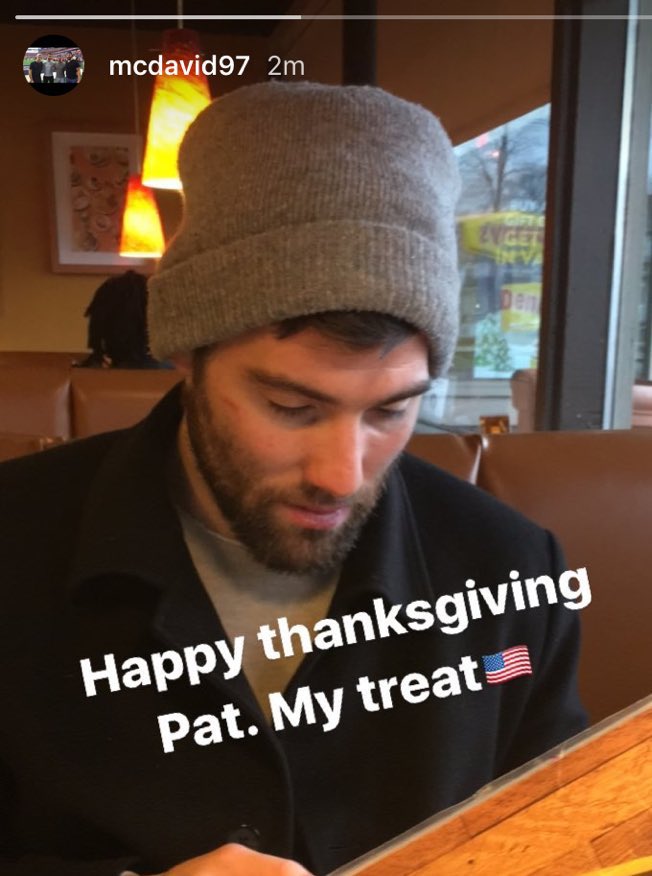 The time Connor McDavid and Patrick Maroon went to a Buffalo Denny’s on American Thanksgiving in 2017 will live rent free in my head forever