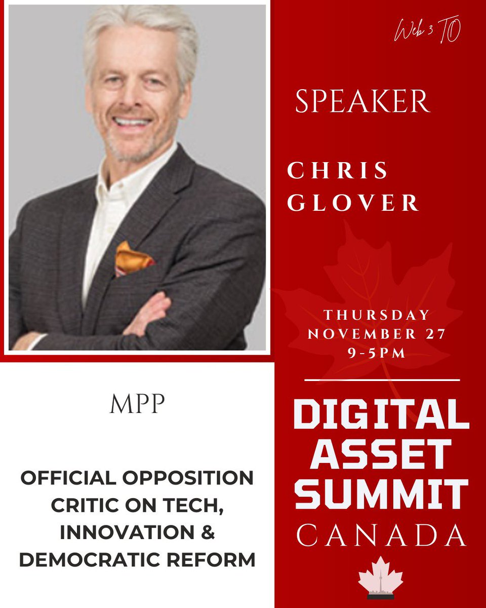 Web3To's tweet image. Huge thanks to Don Tapscott for an incredible, insightful session on Identic AI and the next era of the digital age 🙌

Up next at Digital Asset Summit Canada: MPP Chris Glover, Official Opposition Critic on Tech, Innovation &amp;amp; Democratic Reform, talking policy, innovation and…