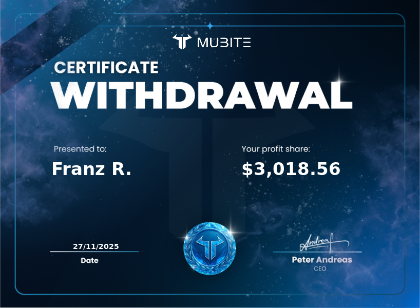 💵Cashout time!                              

🚀Name: Franz R. 
💸Profit Withdrawn: 3018 USDT               
✅Funded. Traded. Paid.                             

Want to be next?                
Start today and get your funded account! mubite.com