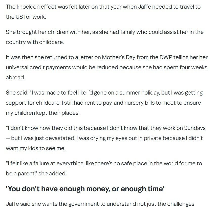 maxtempers's tweet photo. Every element of this story is emblematic of a larger failing.

>£2000 to rent a one-bed flat
>State subsidises £2900 a month in childcare for her to work and take home a £2800 salary 
>Job is a jet-setting 'DEI strategist' https://t.co/0bHgbk5FiK