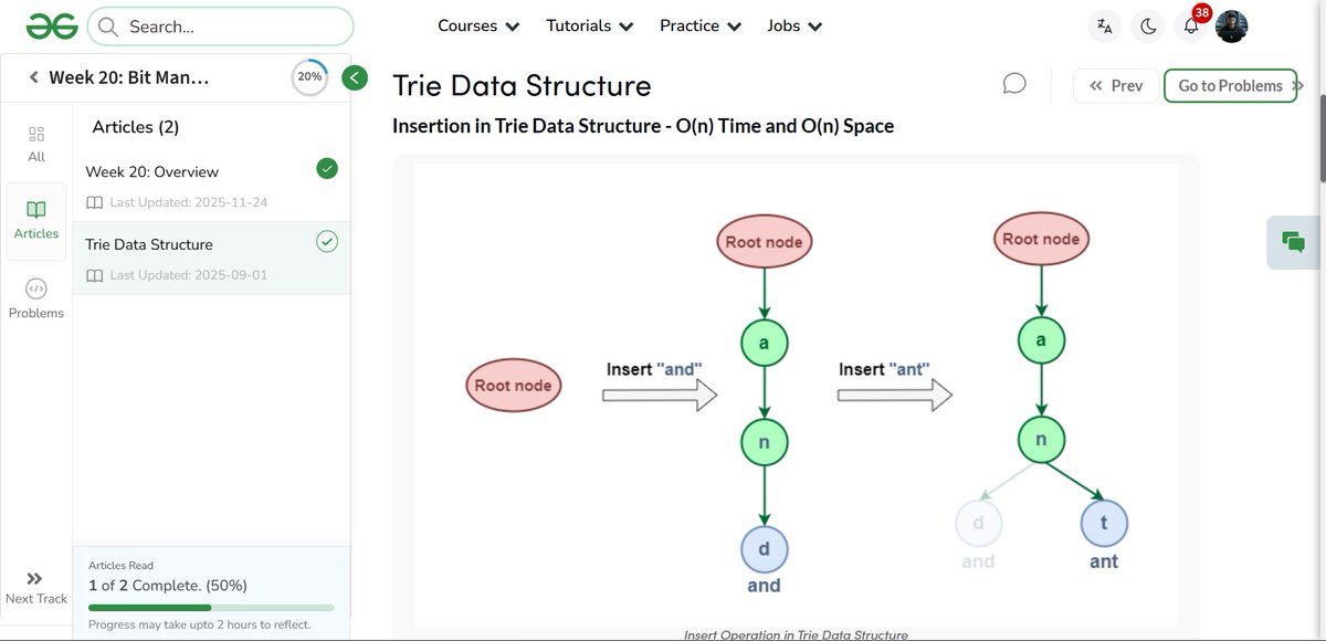 amanhaidry's tweet image. 🗓️Day-127/365 | #365DaysOfCode 💻| @geeksforgeeks

#Trie in #DSA
✅Trie Data Structure
→ Representation of Trie Node
→ Insertion
→ Searching
→ Prefix Searching

#nationskillup #365DaysOfDSA #geeksforgeeks #gfg #365DaysOfcoding #java #DataStructuresAndAlgorithms