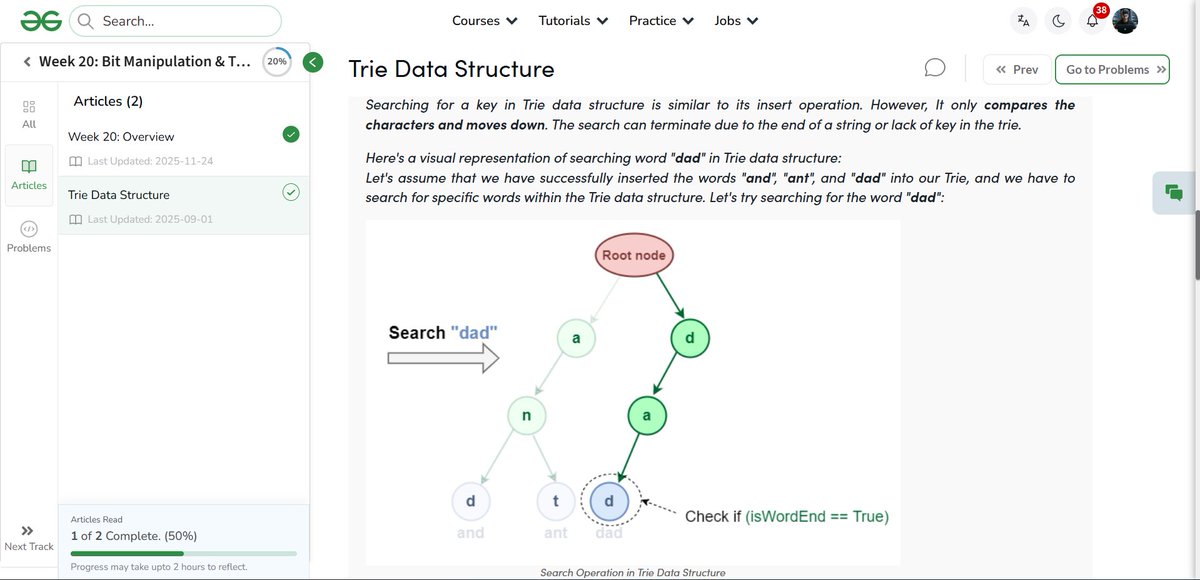 amanhaidry's tweet image. 🗓️Day-127/365 | #365DaysOfCode 💻| @geeksforgeeks

#Trie in #DSA
✅Trie Data Structure
→ Representation of Trie Node
→ Insertion
→ Searching
→ Prefix Searching

#nationskillup #365DaysOfDSA #geeksforgeeks #gfg #365DaysOfcoding #java #DataStructuresAndAlgorithms