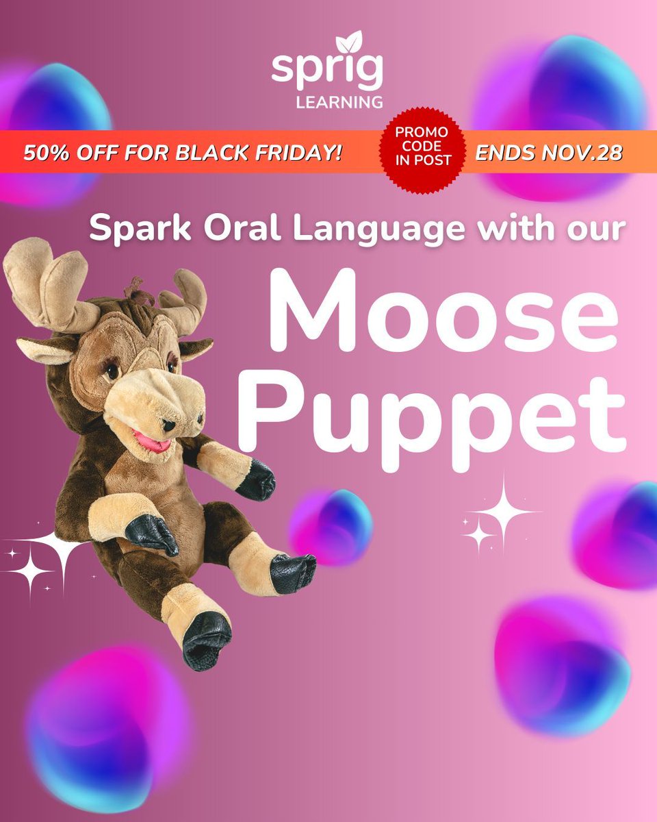 SprigLearning's tweet image. Bring stories to life &amp;amp; spark oral language development with our Moose Puppet! Perfect for Pre-K to 3 classrooms aiming to make learning dynamic! Grab your Moose Puppet today: buff.ly/4FcXqE5 
Promo ends tomorrow. Use the code 50OFF during checkout.

#Puppet #BlackFriday