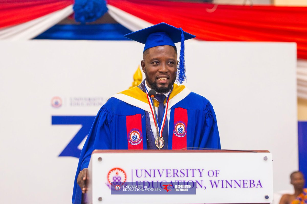 📍📍JUST IN📍📍

Lawrence Gyasi Senior has been named the Overall Best Student of the UEW Class of 2025 with a CGPA of 4.00 in the Faculty of Ghanaian Language Education. 🧠🥇

Overall Best 4th Year student at the 2025 Congregation