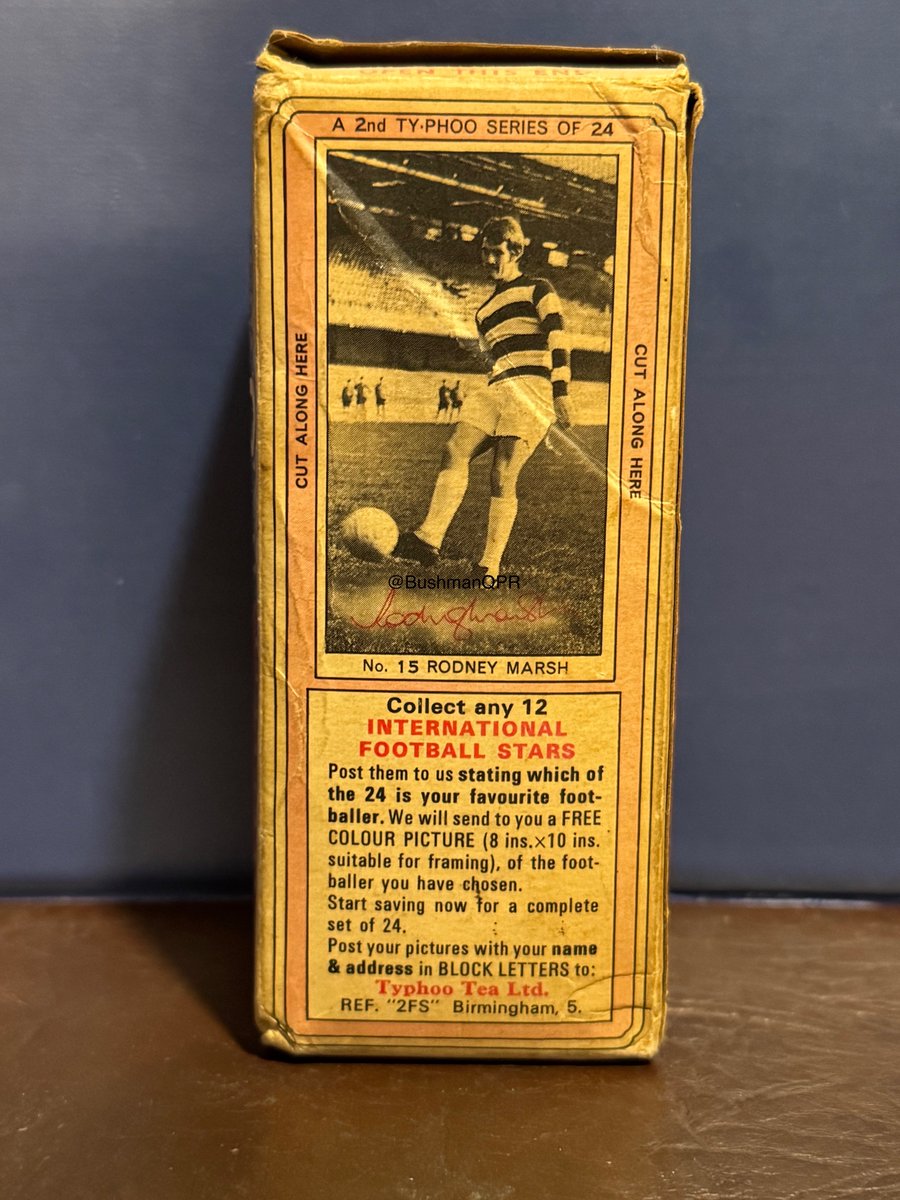 1969 <a href="/Typhoo_Tea/">Typhoo Tea</a> #QPR Rodney Marsh. Unopened, still has the tea leaves inside.