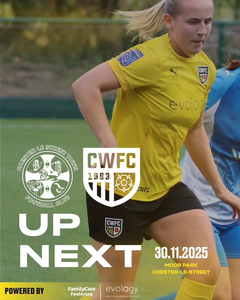 chorleywomenfc's tweet photo. Up next: Chester Le Street Town. Bring your brollies ☔️

🕑 KO: 2pm on Sunday 30th November 
📍 Moor Park, Chester Le Street, DH2 3BX
🎟️ £5 adults / £3 concessions 
🚌 £10 to travel on the team bus
🎥 Watch along on our YouTube channel!

#FAWNL https://t.co/BGkzhXV1fv