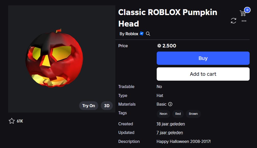 WaffleTradesYT's tweet image. The Roblox Black Friday Sale Day 6! 🏷️

For the next 24 hours only, the Classic ROBLOX Pumpkin Head has returned for 2,500 robux!

A Thanksgiving special! 🦃
