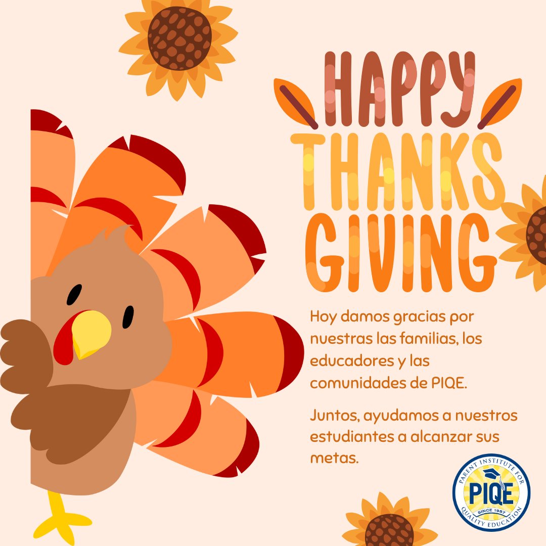 En este Día de Acción de Gracias agradecemos a las familias, educadores y socios que hacen posible nuestro trabajo. Juntos, ayudamos a que cada estudiante prospere.

#DíaDeAcciónDeGracias #PIQE