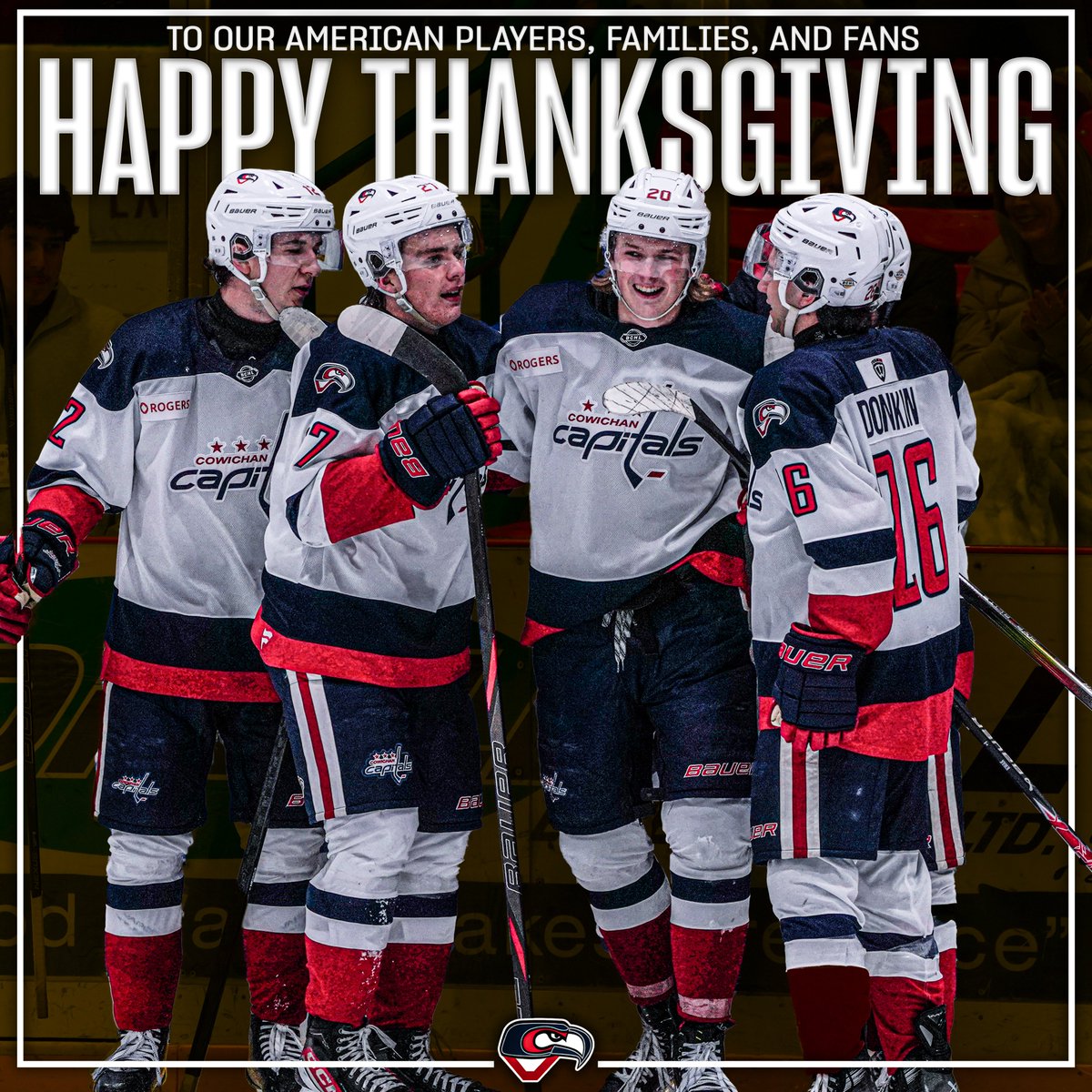 cowichancaps's tweet photo. The Cowichan Capitals would like to wish all of our American players, families, fans, and alumni a very Happy Thanksgiving!

#BCHL #ALLCAPS https://t.co/qGWmJ6c3es