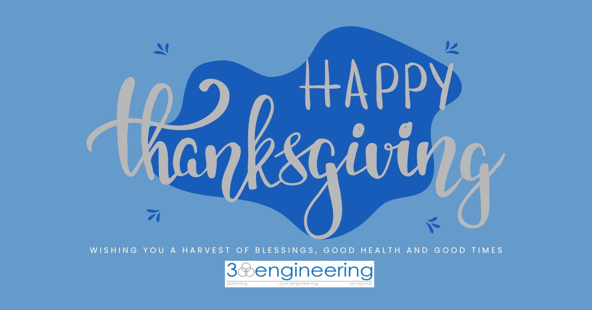 3engineering's tweet image. We're grateful for the trust our clients place in us and the opportunity to contribute to projects that shape our community. Happy Thanksgiving from the team at 3 Engineering.
 
#HappyThanksgiving #Thankful #3Engineering #CivilEngineering  #Grateful