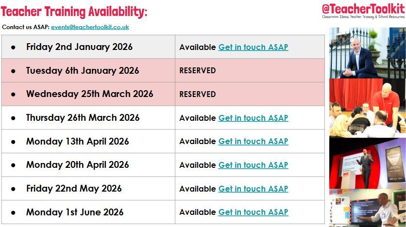 TeacherToolkit's tweet image. 🤔  Ready to reboot teaching and learning in your school? 

Explore these actionable training modules on Feedback, Questioning, Behaviour and more!

Immediate, classroom impact guaranteed. 💥 

Learn more: bit.ly/3KfkS6s 

 #TeachingAndLearning