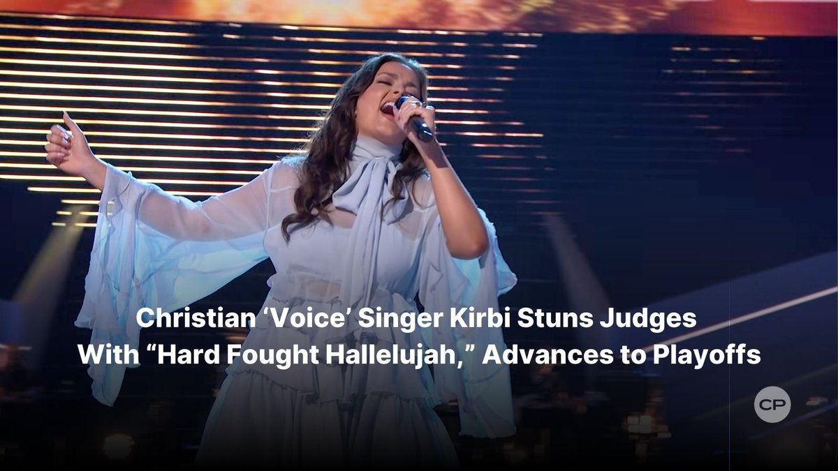 ChristianPost's tweet photo. Christian singer Kirbi advanced to The Voice playoffs after an emotional performance of “Hard Fought Hallelujah” that Niall Horan called her “best performance to date” and “undeniable.”
#Kirbi #TheVoice #HardFoughtHallelujah #ChristianArtist
🔗 https://t.co/NKVKpi34WB https://t.co/0ZzxJQWWc7