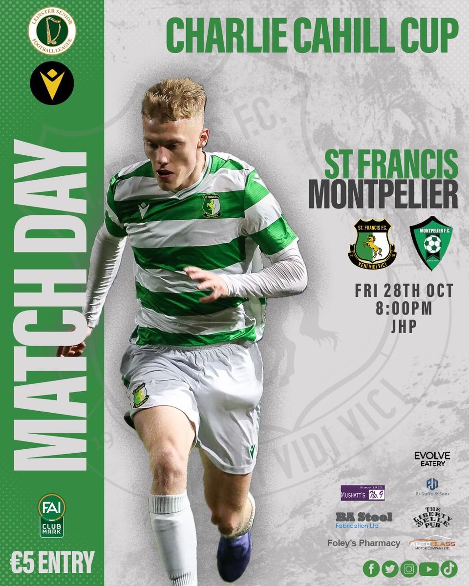 SeniorsSt's tweet image. Fixture News |

@LSLLeague Charlie Cahill Cup 🏆

St Francis FC v @MPFC20 

We welcome @MPFC20 to JHP tomorrow night in the Charlie Cahill Cup. 

Club Shop Open &amp;amp; Hot Food available to keep you all warm &amp;amp; nicely fed 🌭☕️

Don’t Miss It 🔥

@AlQuinn2015 | #lsllivescore | 🟢⚫️ |
