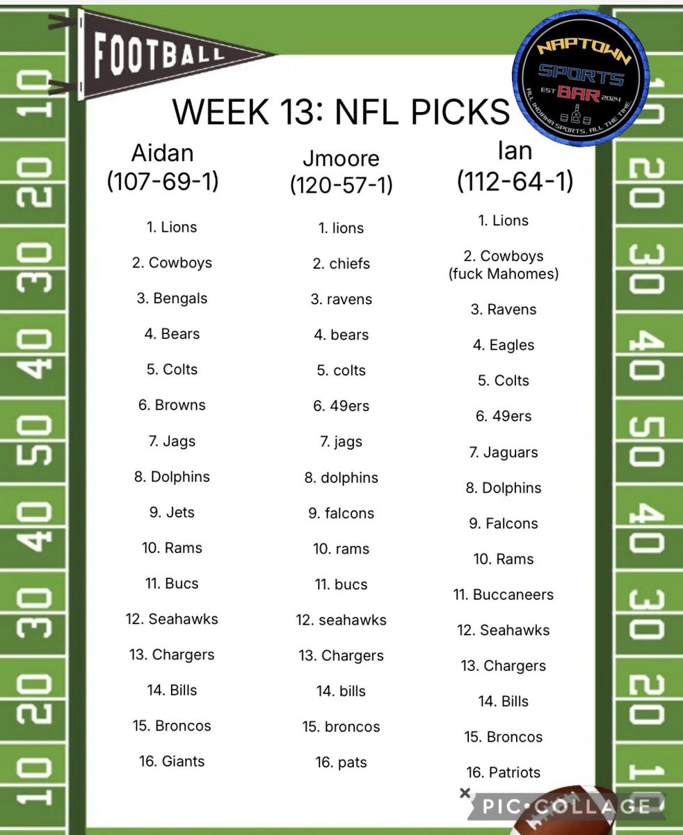 NaptownSB317's tweet image. WEEK 13 PICKS ARE LIVE: HAPPY THANKSGIVING, GOBBLE GOBBLE 🔥

No episode this week, we felt it was a good week to take off and chill with our families, we will be back with regular programming next Tuesday! 

Colts parlay picks will be posted before gametime though on Sunday!