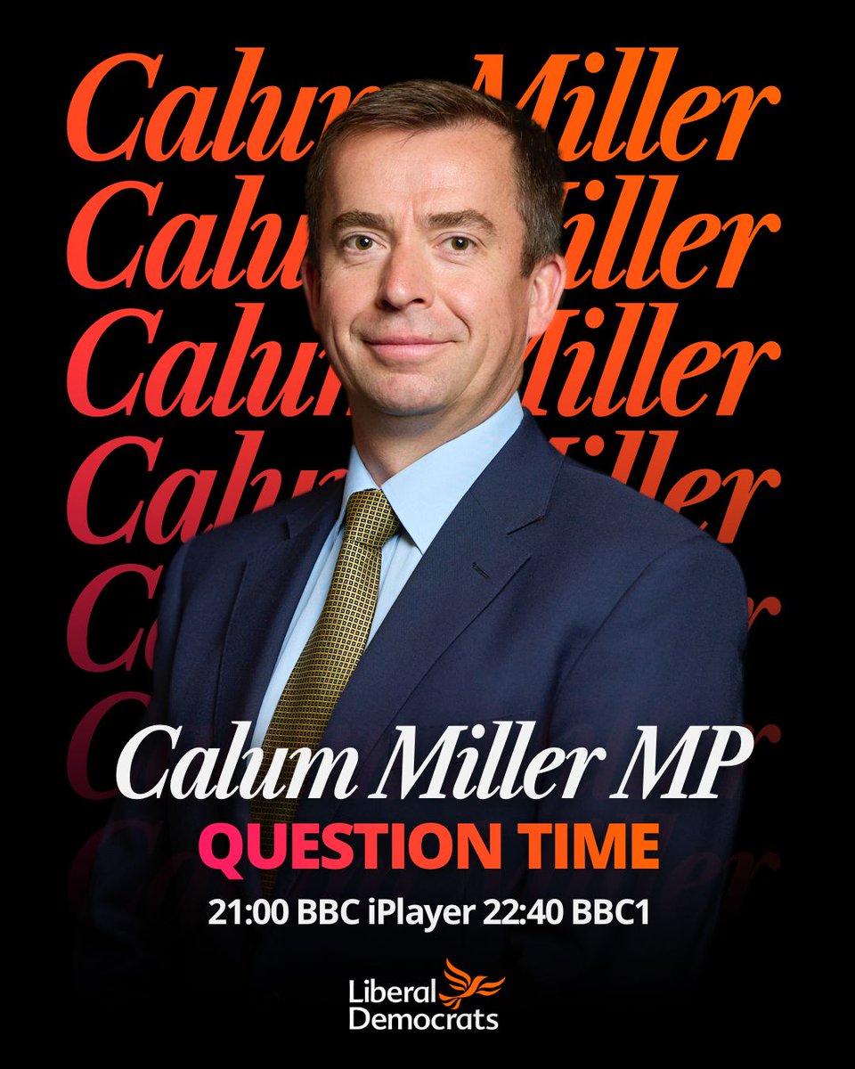 LibDems's tweet image. Tune into BBC1 after the News at 10 or live on BBC iPlayer from 9pm to catch 
@CalumMillerLD on @bbcquestiontime!
