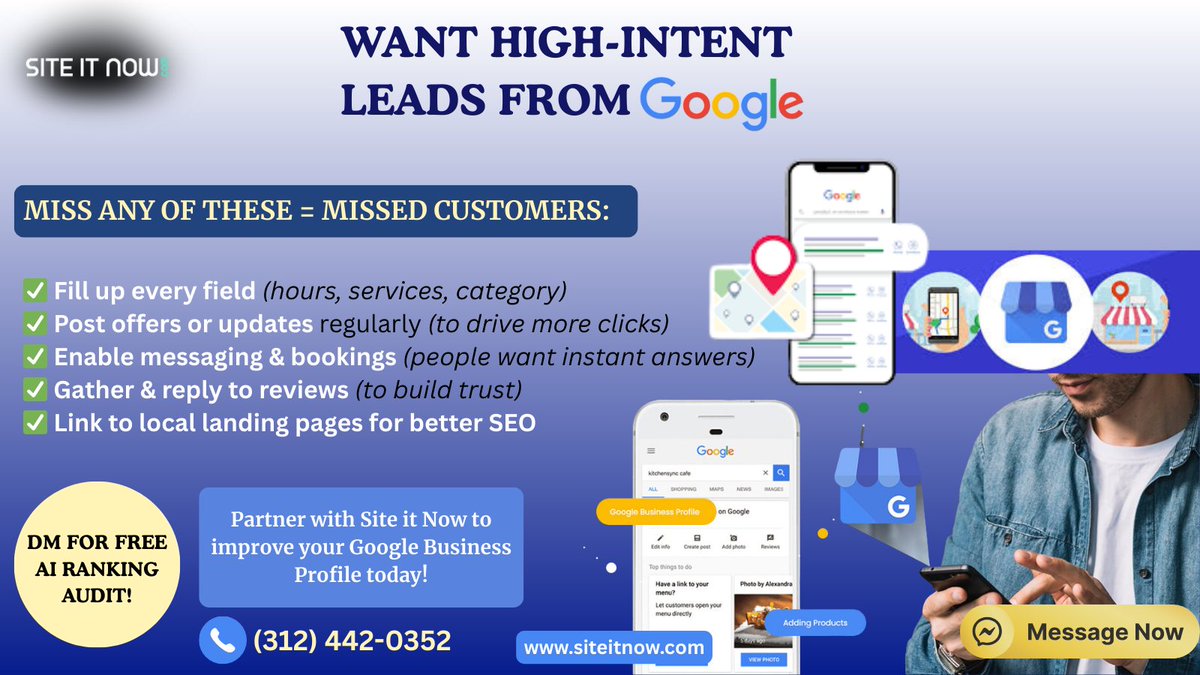 siteitnow's tweet image. Your Google Business Profile is your new storefront. If it’s incomplete or outdated- You’re losing high-intent leads every day. 

Optimize it. Post consistently. Collect reviews

siteitnow.com/blog/how-to-us…

#GoogleBusinessProfile #GoogleSEO #LeadGeneration #SiteItNow #UnitedStates