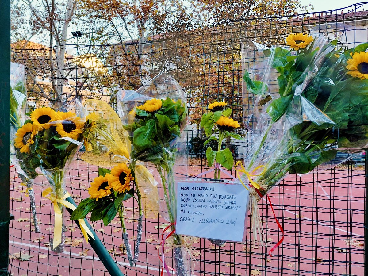 parallelecinico's tweet image. Milano, campetto di via Dezza: da ieri sera, dopo il nostro post sulla vicenda alcune persone hanno iniziato a portare dei girasoli. Ci dicono che questa mattina ci sia stato un incredibile viavai che sta proseguendo anche in questo momento. Qualcuno ha anche riscritto il…