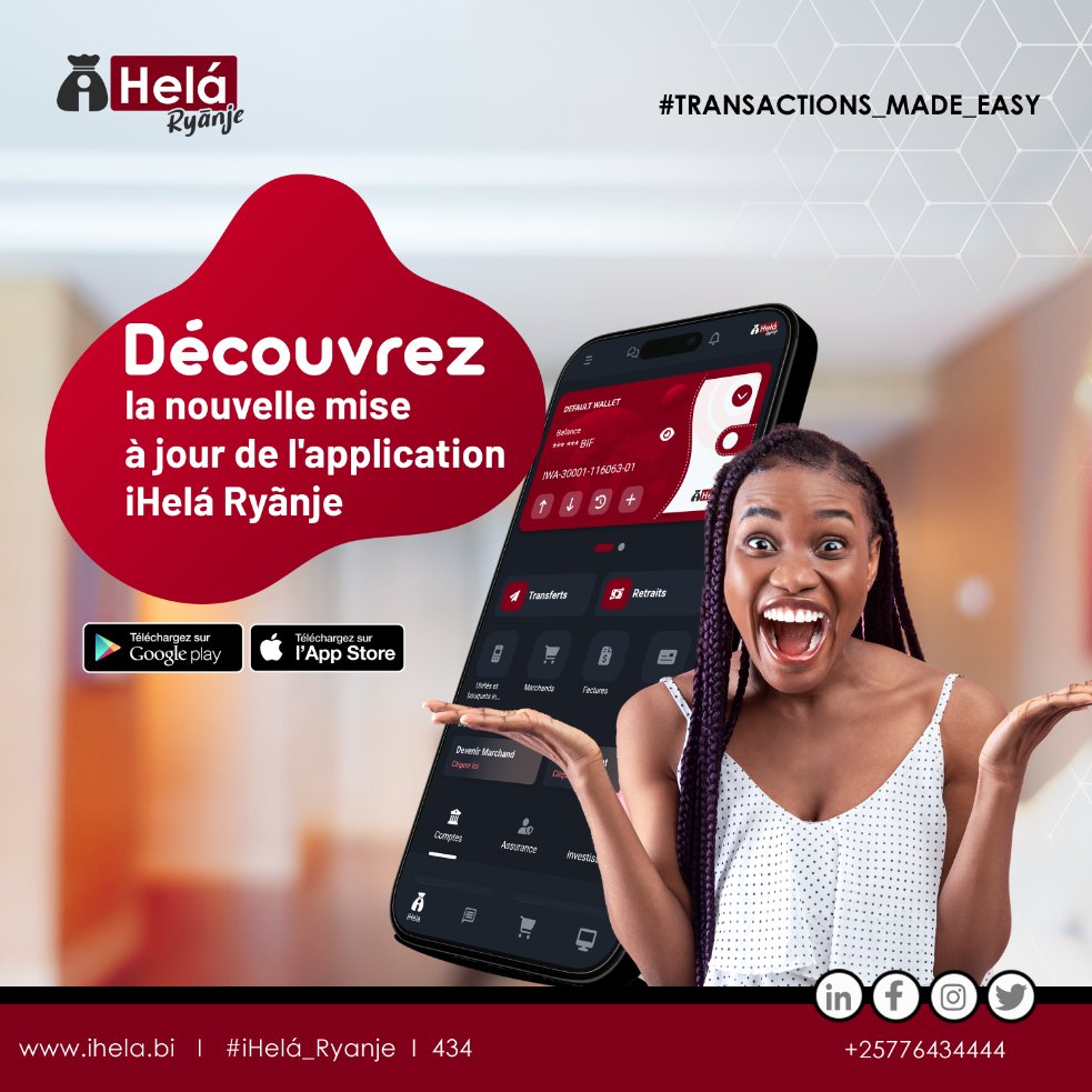 Toujours en quête de nouveauté ?
#iHelá_Ryānje répond à votre soif d’innovation. 🚀

Découvrez la nouvelle version de l’application : plus rapide, plus simple, plus intuitive avec plein de nouvelles fonctionnalités ✨

⬇ Téléchargez-la dès maintenant sur Play Store ou App Store.