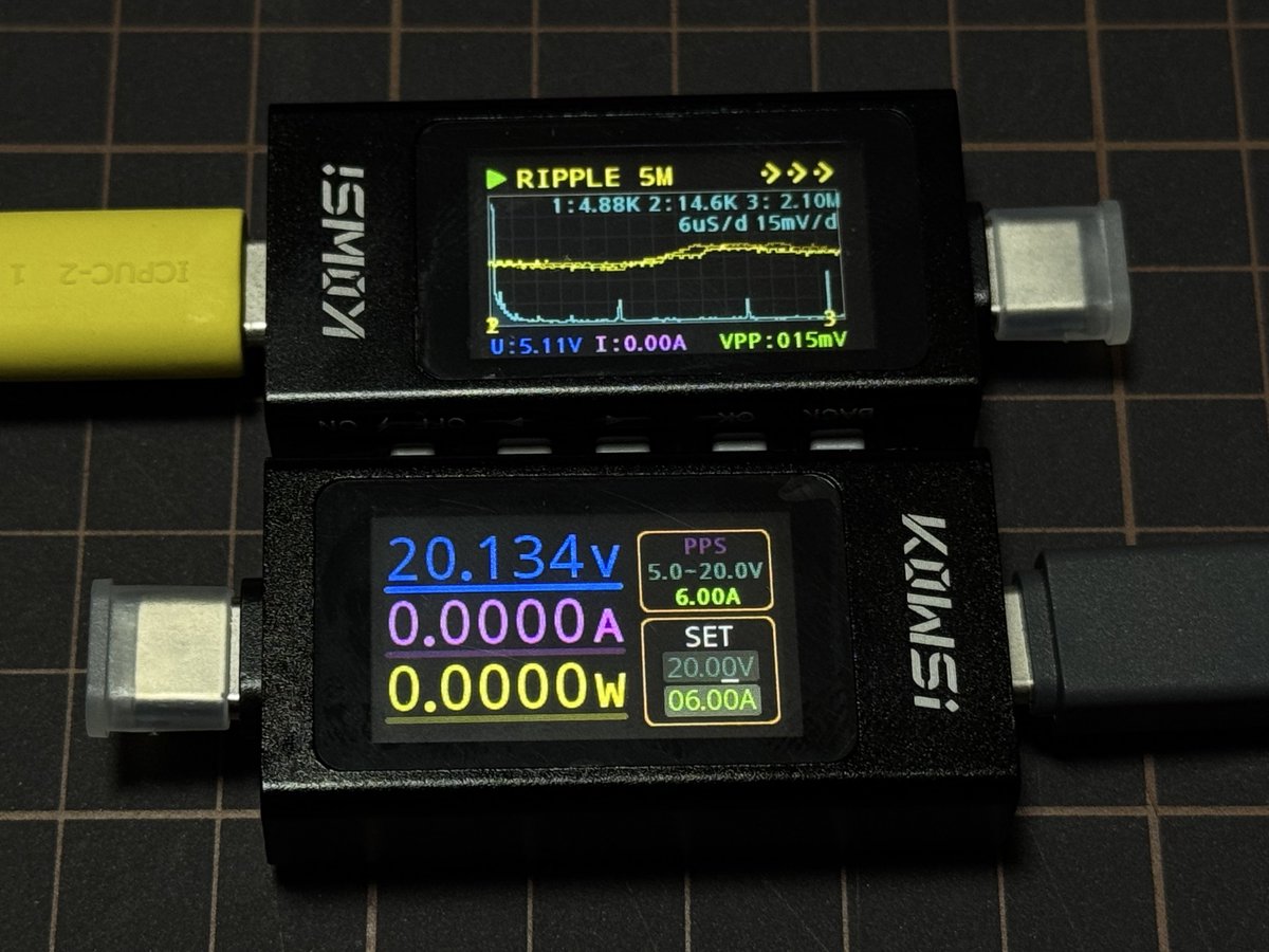 od_1969's tweet photo. この価格(1000円くらい)で電源リップル見る機能もすごいが…
Protocol(PDトリガー)を使うとPPSに対応していて10mV単位で電圧を調整できる?!
#KWSX1 https://t.co/Cj54GI20vs